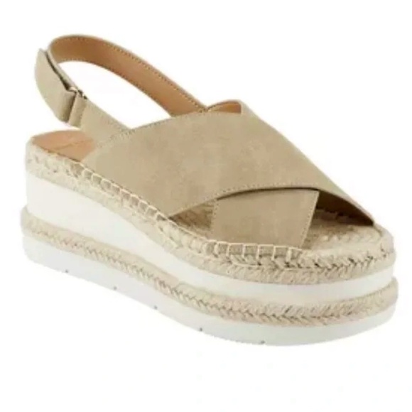 EUC Marc Fisher Gandy Platform Suede Leather Espadrille Sandal Size 9 - Picture 1 of 10